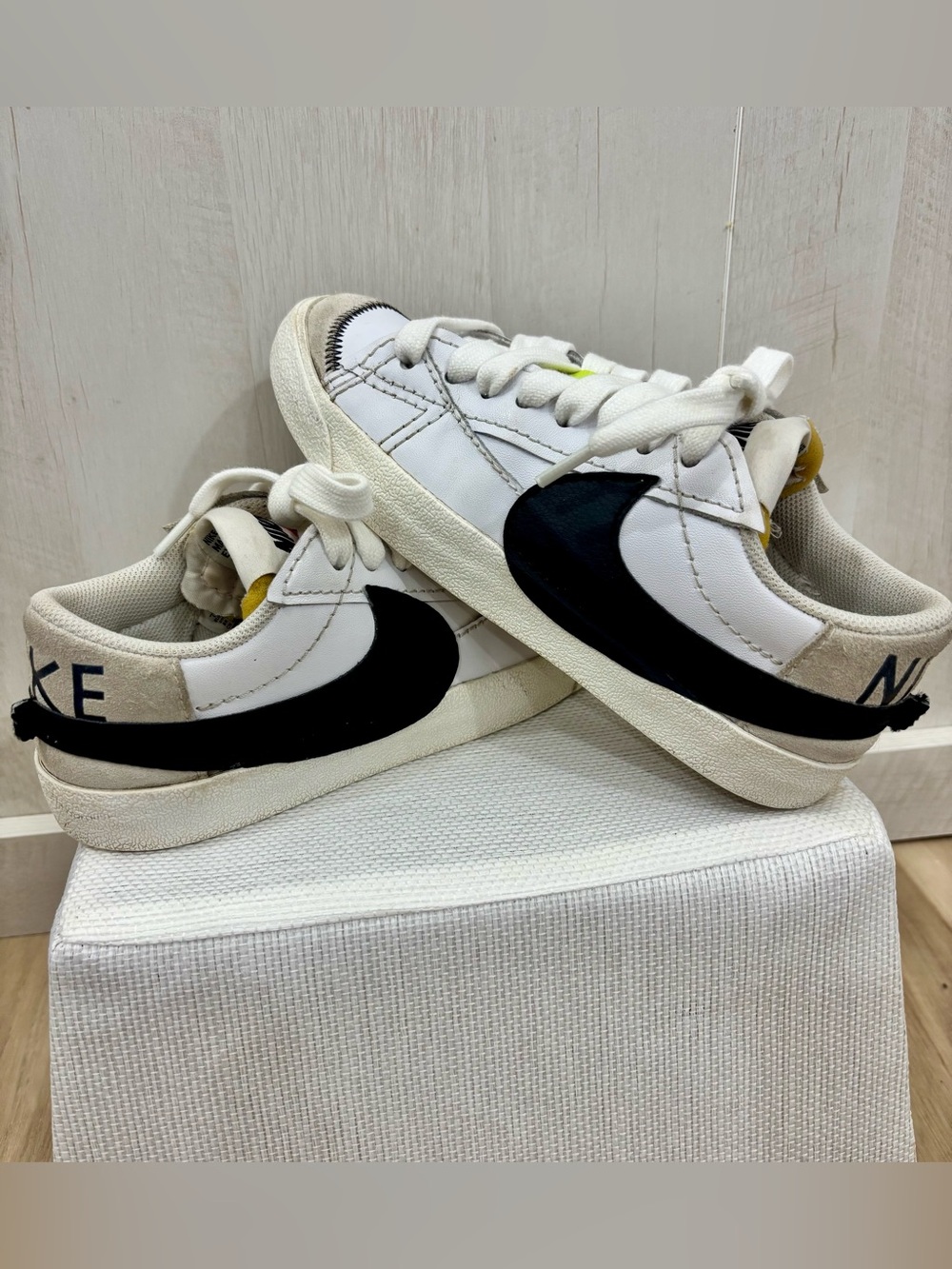 Nike Blazer Low ‘77 Jumbo White/Black/Sail Sneakers Thick Stitching Womens 8.5